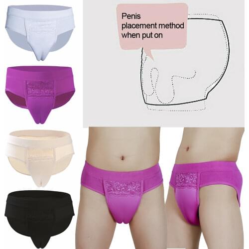 Men Lace Hiding Gaff Panties Shaper Brief Fake Vaginal Pad for Crossdressing Transgender Male Briefs Sexy Underwear Underpants