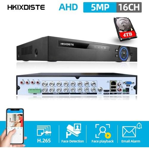 H.265 5MP AHD DVR NVR XVR CCTV 4Ch 8Ch 16Ch 1080P 4MP 5MP Hybrid Security DVR Recorder Camera Onvif RS485 Coxial Control P2P