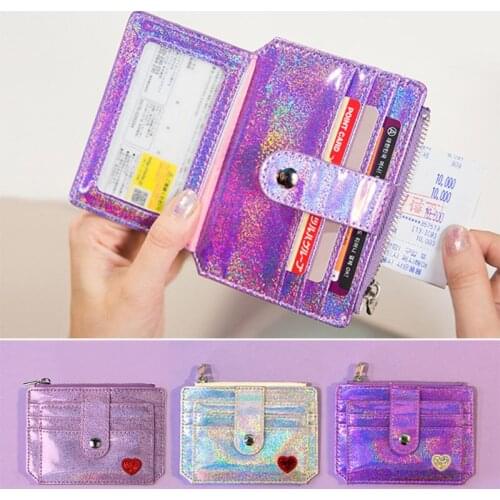 28GD Holographic Wallet ID Money Credit Card Holder Pocket Case Business Drivers License Organizer for Women Girls