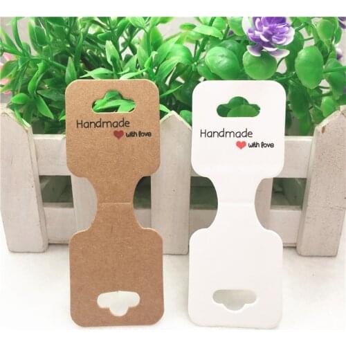 50pcs Hand Chain&Necklace Paper Cardboard Handmade With Love Bracelet Cards With Opp Bag Available 9x3.5cm Accept Custom Logo