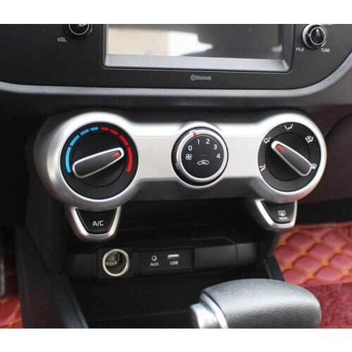 For Kia Rio 4 X-line 2018 2019 Carbon Fiber Air Conditioning Control Switch Button Trim Decorative Frame Interior Accessories