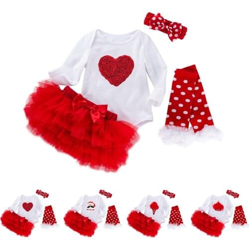 0-24 Months Birthday | Valentines Day Infant Toddler Baby Girl Dress Long Sleeve Romper & Skirt Suit-Lolita Clothes Bloomers