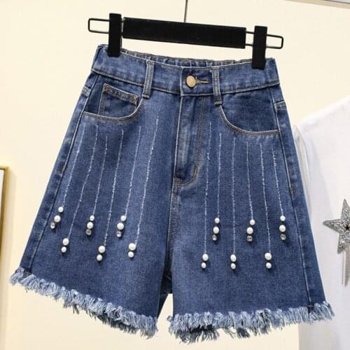 Summer Embroidered Flare Rough Edge Jeans Woman High Waist Plus Size Shorts Mujer Vertical Lines A Wide Leg Pants Denim Femme