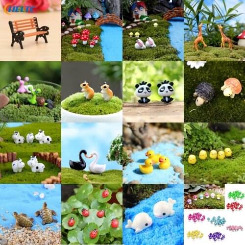 Mini Red Mushroom Rabbits Ducks Tortoise Garden Ornament Miniature Plant Pots Fairy Micro Miniatures Foam Fairy Garden Supplies