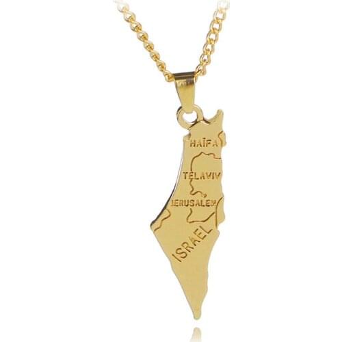 Fashion Gold Israel Map Hometown Pendant Necklace Exquisite Simple Men Jewelry Tourist Souvenirs Gift Dropshipping