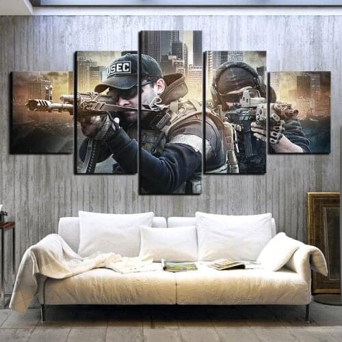 Gamer Wall Art 5 Panel Escape From Tarkov Modular Canvas Posters Pictures HD Prints Paintings Home Decor Living Room Decoration
