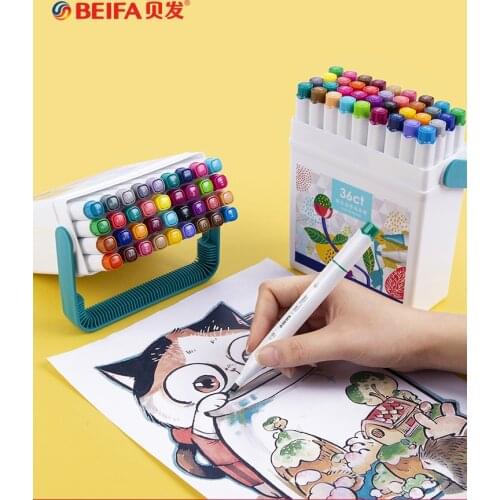 BEIFA Markers 12/24/36 Color Marker Pen Set Mаркеры for Kids Double Pen Head Watercolor Pens for Student Manga Painting Art