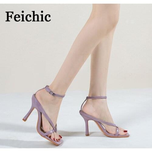 Feichic2022 new fashion womens shoes sexy slimming square toe high heels large size sandals