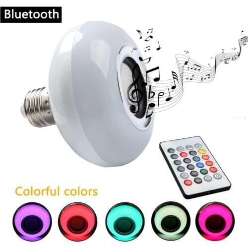 New Mini Magic Light Bulb Lamp E27 LED RGBW Music Light Wireless Bluetooth Audio Speaker Smart W/ 24Key Controller 100-240V