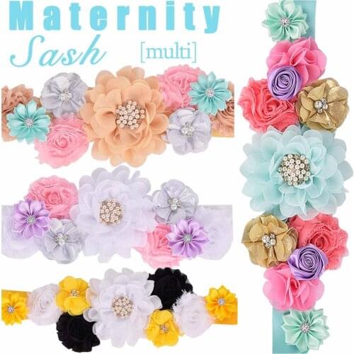 New Fancy Maternity Sash Flower Sash Pregnancy Belly Belt Photo Props Gift Baby Shower Party Flower Girl Belt 3 Yards 4 Colors