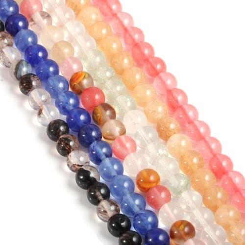 Wholesale Natural stone fashion fluorite round crystal jewelry loose beads stone to DIY making for bracelet jewelry accessories