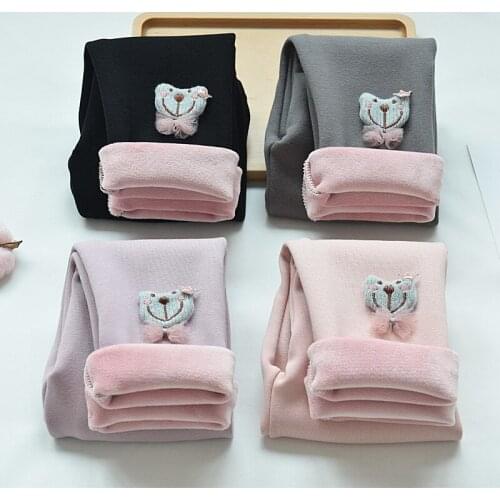 Girls pants with velvet autumn trousers children western style baby warm pants