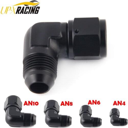 Oil Fuel Fittings Anodized Aluminum Adapter 90 Degree Female AN6-AN10 Swivel Adaptors To Male Black JT24