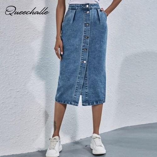 Женские юбки джинсовые QUEECHALLE China At AliExpress