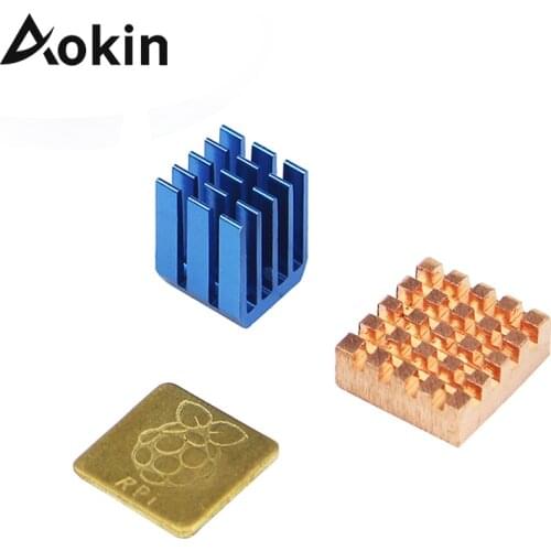 Aokin Raspberry Pi 3 4 B Heatsink Copper Aluminum Heatsink Radiator Cooler Kit for Raspberry Pi 3B+ Plus 2 4 4B Heat Sink