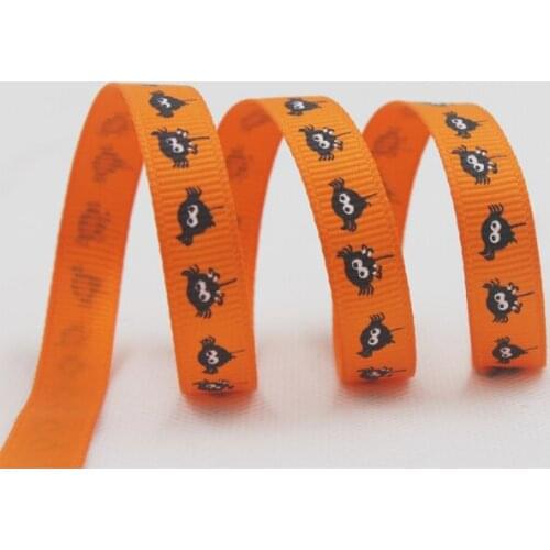 [IuBuFiGo] Halloween 3/8" 9mm Araneid Ribbon Allhallowmas Ribbon Grosgrain Printed For Decoration 100yard/lot