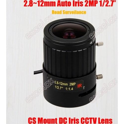 2MP 1/2.7" 2.8-12mm Manual Varifocal DC Auto Iris Road Surveillance CCTV IR Lens CS Mount for 1080P 2Megapixel Analog IP Camera