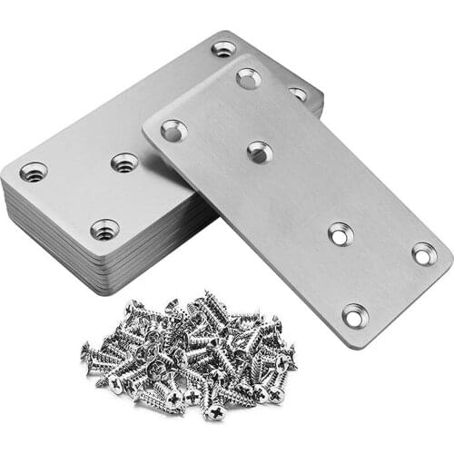 SHGO HOT-10 Pack Flat Mending Plate Straight Steel Brace, Mending Joining Plates Repair Fixing Bracket Connector,with Screw