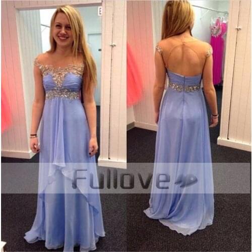 Crystal Lilac Chiffon Prom Dresses 2019 Sheer Beaded Formal Prom Party Dress Abendkleider Kaftan Vestido De Fiesta Galajurken