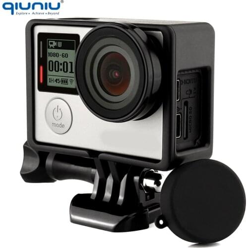 QIUNIU For Gopro Standard Protective Frame Mount+UV Lens+Camera Lens Cap Cover+Base Mount+Screw Kit Mount for Go Pro Hero 3 3+ 4