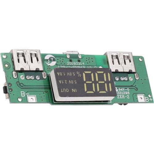 LED Dual USB 5V 2.1A Micro USB Input Power Bank 18650 Battery Charger Board Overcharge Overdischarge Short Circuit Protection