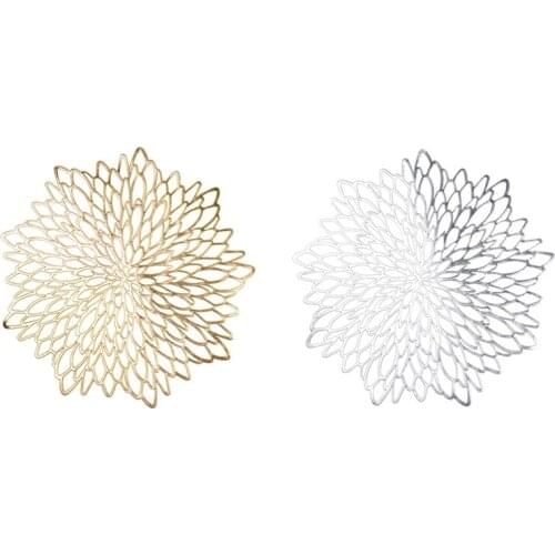 WSFS Hot 6PCS PVC Placemat for Dining Table Hollow Pad Coaster Pads Table Bowl Mats