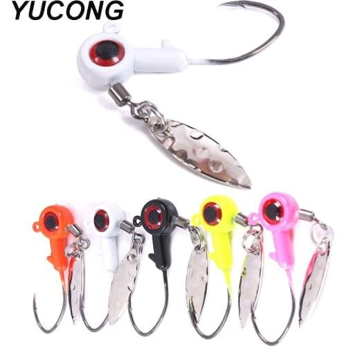 YUCONG 100PCS Metal Spinner Jig Head Fishing Hooks 1/16-1/8oz Jigging Hooks Spoon For Soft Bait Carbon Steel Fishhooks Sequin