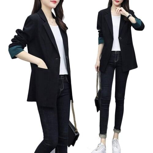 New 2021 Spring Autumn Suit Jacket Plus size Ladies Casual Blazer Tops Fashion Womens Clothing Long Trench Coat Trend 5XL 100KG
