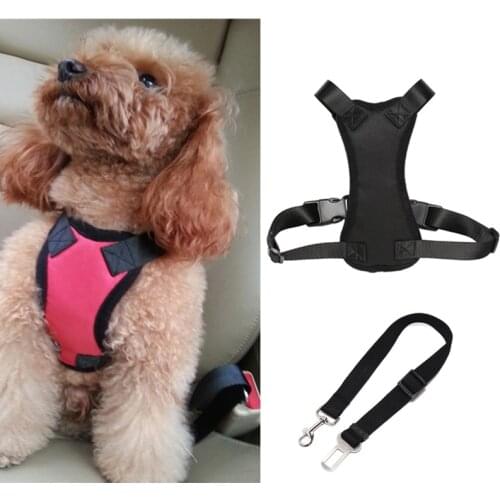 1PCs Breathable Mesh Dog Harness Leash With Adjustable Straps Pet Harness With Car Automotive Seat Safety Belt Dog Chest Straps