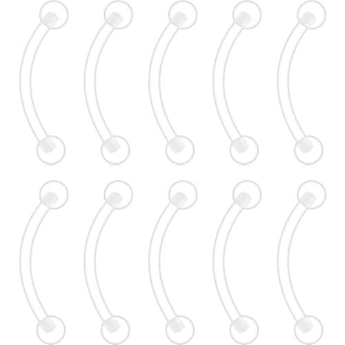 10-40PCS Clear Bioflex Acrylic Curved Barbell Snake Eyes Tongue Ring Retainer Piercing 14G