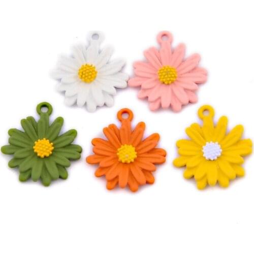 10PCS Zinc Alloy Spray Paint Flowers Shape Charms 21*24mm Fashion Earring Bracelet Making DIY Jewelry Findings