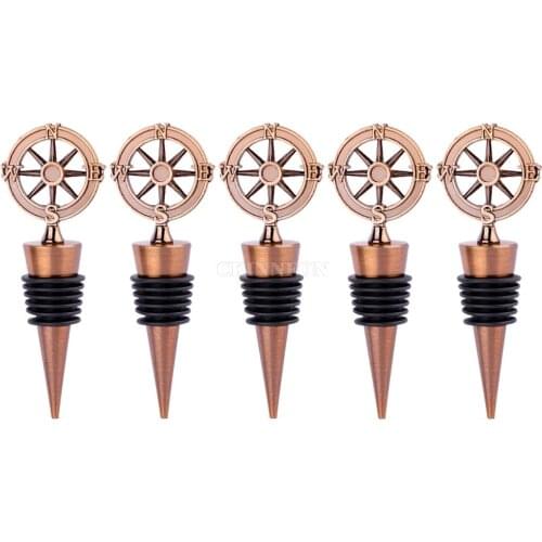 100Pcs/Lot Travel Theme Wedding Souvenirs Wedding Party Favors Bronze Compass Wine Bottle Stoppers 4x10.5cm Christmas Gifts