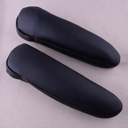 2pcs/set Car Black Front Seat Armrest Cover Synthetic Leather w/ Zipper Microfiber Leather fit for Toyota Sienna 2011-2018