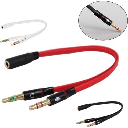 3.5 mm Jack Microphone Headset Audio Adapter Y Splitter Cable 1 Female to 2 Male Earphone Extension Transfer Cable for Desktop