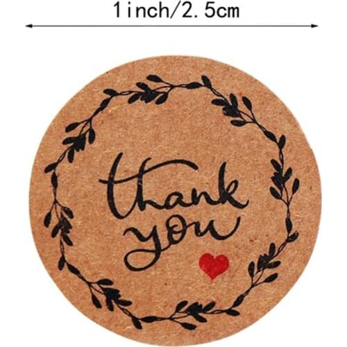500pcs/roll 16 Designs Thank You Kraft Stickers Round Seal Labels Handmade Gift R2JC