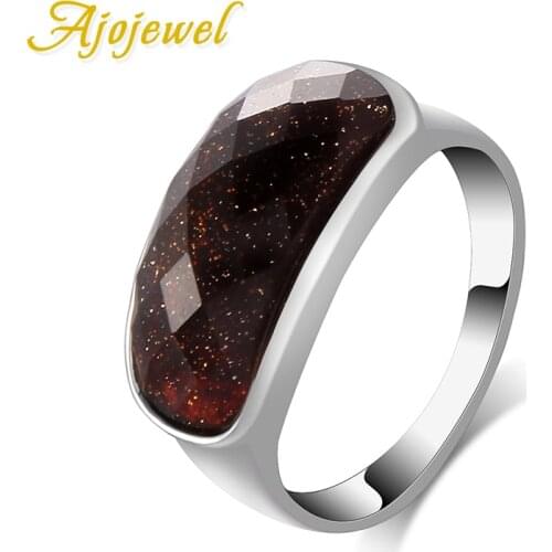 Ajojewel Simple Trendy Resin Ring Size 7 8 9 Coffee Purple Blue Black Colors Beautiful Stone Rings For Women Men