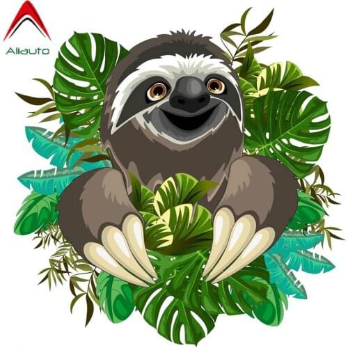 Aliauto Personality Creative Car Stickers Cute Sloth Automobile Styling 3D Waterproof Sunscreen Anti-UV Decals,12cm*12cm
