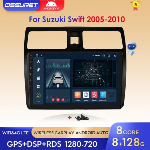 Car Stereo GPS Navigation Multimedia Player For 2005 2006 2007 2008 2009 2010 Suzuki Swift 10.1" Android 10 Head Unit