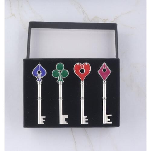 Game Residents Evils Keychain Set RPD Square Plum Heart Key Police Playing Cards Badge Pendants Keyring For Men Cosplay Jewelry