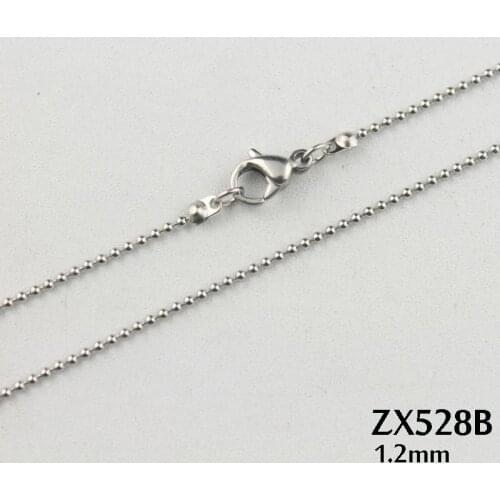 Use lobster clasp small beads chain 1.2mm ball chain stainless steel necklace chains fashion jewelry 20pcs ZX528