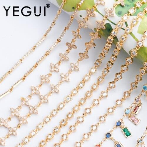 YEGUI C78,jewelry accessories,diy chain,18k gold plated,0.3 microns,zircon,hand made,jewelry making,diy chain necklace,50cm/lot