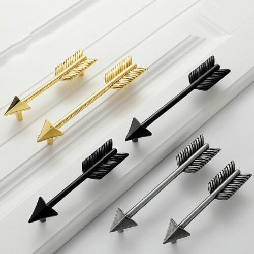 Black Silver Arrow Handle Gold Zinc Alloy Kitchen Cabinet Handle and Knobs Novelty Decorative Furniture Handle Door Hardware