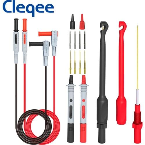 Cleqee Multimeter Test Lead Kit With Wire Piercing Probes 4mm Banana Plug Puncture Hook Probes Set For Electronics 1000V/20A