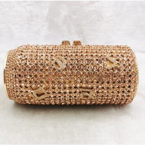Designer 4 Colors Champagne Wedding Clutch Bag Small Gold Silver Metal Evening Clutches Minaudiere Bridal Purse Shoulder Handbag