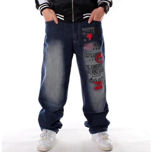 Plus Size 2020 Full Length Pattern Printed Loose Hip Hop Jeans Men European American Style Brand Hip-hop Trend Denim Pants