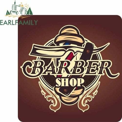 EARLFAMILY 13cm x 12.8cm for Color Badge with Barber and Accessories for The Graffiti Sticker Waterproof Car Decoration Decals