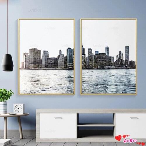 Cityscape Paintings On The Wall Art Metropolis Architectures Poster and Prints Pictures for Living Room Home Interior Decoration
