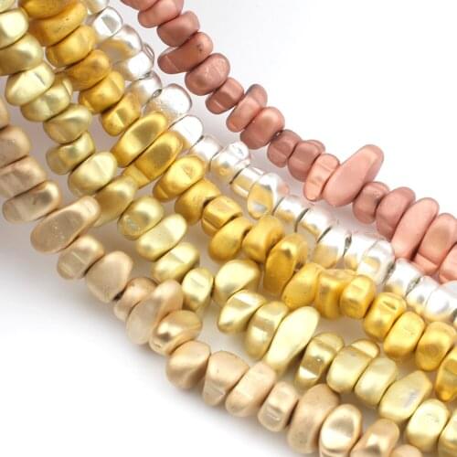 Natural Irregular Gravel Hematite Stone beads Matte Gold Plated Loose Spacer Beads for Jewelry Making DIY Bracelet
