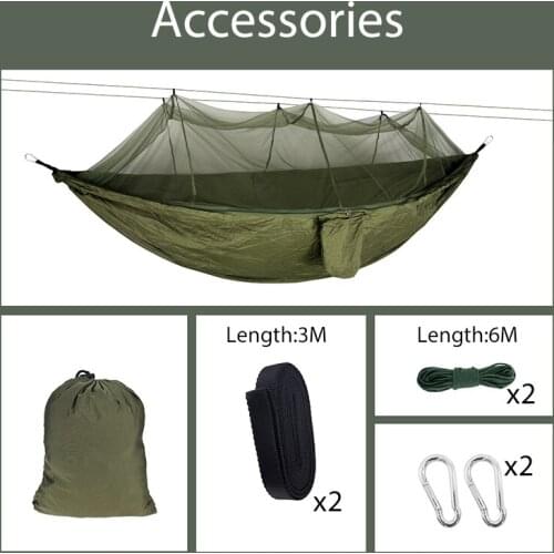 Hammock with Anti-mosquito Outdoor Double Nylon Parachute Cloth Camping Mosquito Net Quick Open Hammock Control Hammock