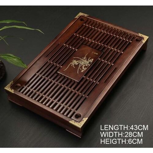 Chinese Solid Wooden Tea Tray Teaware Kung Fu Tea Set Carving Table Drawer Type Storage Drainage Tea Board Vintage Home Decor